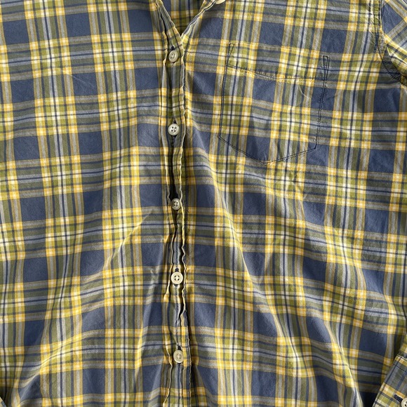Abercrombie & Fitch Button Up Shirt Womens Large Yellow Plaid Cotton Long Sleeve - Picture 2 of 8